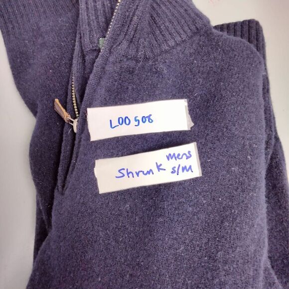 J.Crew 1/4 Zip Sweater Womens Size Small (Shrunk Mens Large) 100% Lambswool Blue - Picture 11 of 11